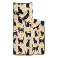thumbnail image 2 of Celestial Black Cat Beige Pattern Teens Toddler Nap Mat with Pillow, Sleeping Mat Bag for Preschool Daycare 50"x20", 2 of 6