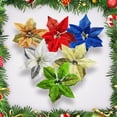 thumbnail image 4 of 6Pcs Christmas Glitter Artificial Poinsettia Flowers Xmas Poinsettia Artificial Wedding Flowers Decorations Xmas Tree Ornaments for Party Favors, 10inch, 4 of 7