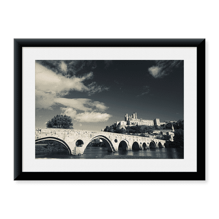 Framed Art Print, Pont Vieux bridge with Cathedrale Saint-Nazaire in the background by Panoramic Images, 17-7/8" x 21-7/8"