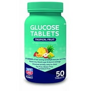 Glucose Tablets, Tropical Fruit, 50 Count | Blood Sugar Support Supplements For Diabetics