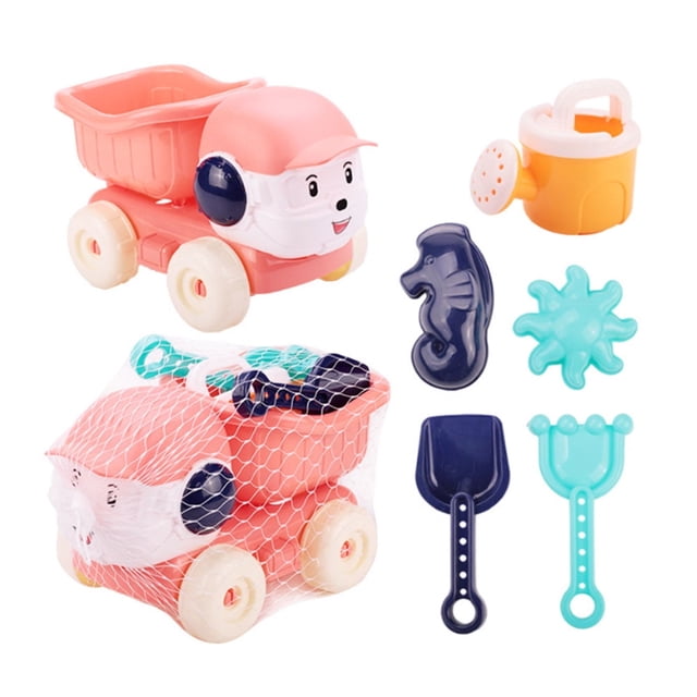 6Pcs Summer Beach Water Toy Car Children Digging And Playing With Sand Shovel Hourglass Set Toy
