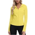 thumbnail image 3 of Women's Zip Front Long Sleeve Jacket with Cinched Waist Upf Sun Protection Coats Outerwear for Casual Daily Wear Travel Vacation Fashion Essential Gift for Women | Aestivo,Yellow M, 3 of 9