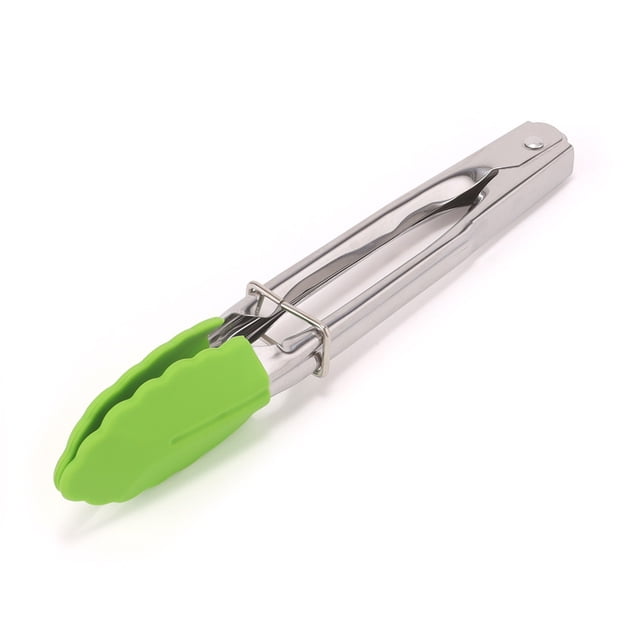 Yhmxh Utensilios de cocina Pinzas de plástico de acero inoxidable para alimentos, ideales para hornear pan, bistec, negro, rojo, azul y verde, cuatro colores opcionales. Muebles para cocina