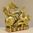 thumbnail image 1 of Xiao Hua Estatua de dragón de latón Feng Shui chino, escultura para decoración del hogar y la oficina, adornos de mesa para la riqueza y el éxito, regalos de buena suerte, estilo D, grande, 1 of 4
