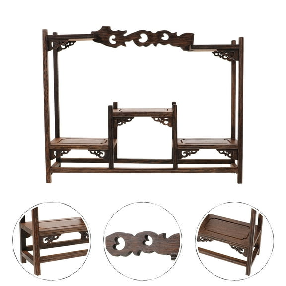 Masteelf Wooden Display Shelf for Collectibles and Treasured Items with Coffee Color and Compact Size Ideal