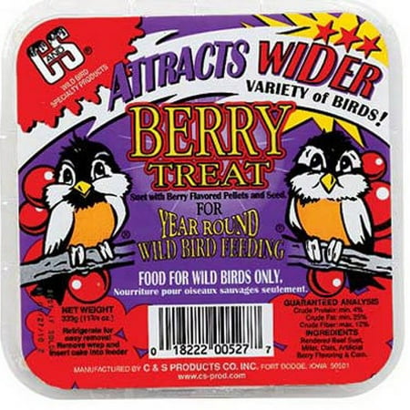 Millet Bird - C and S Products CS12527 Berry Treat Suet for Year Round Bird Feeding, Rendered beef suet, millet, berry flavoring and corn By C S