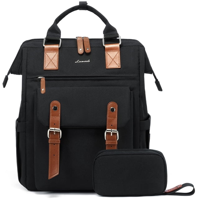 Mochila para portátil LOVEVOOK para mujer, trabajo, viajes, 15.6 pulgadas, negro-marrón