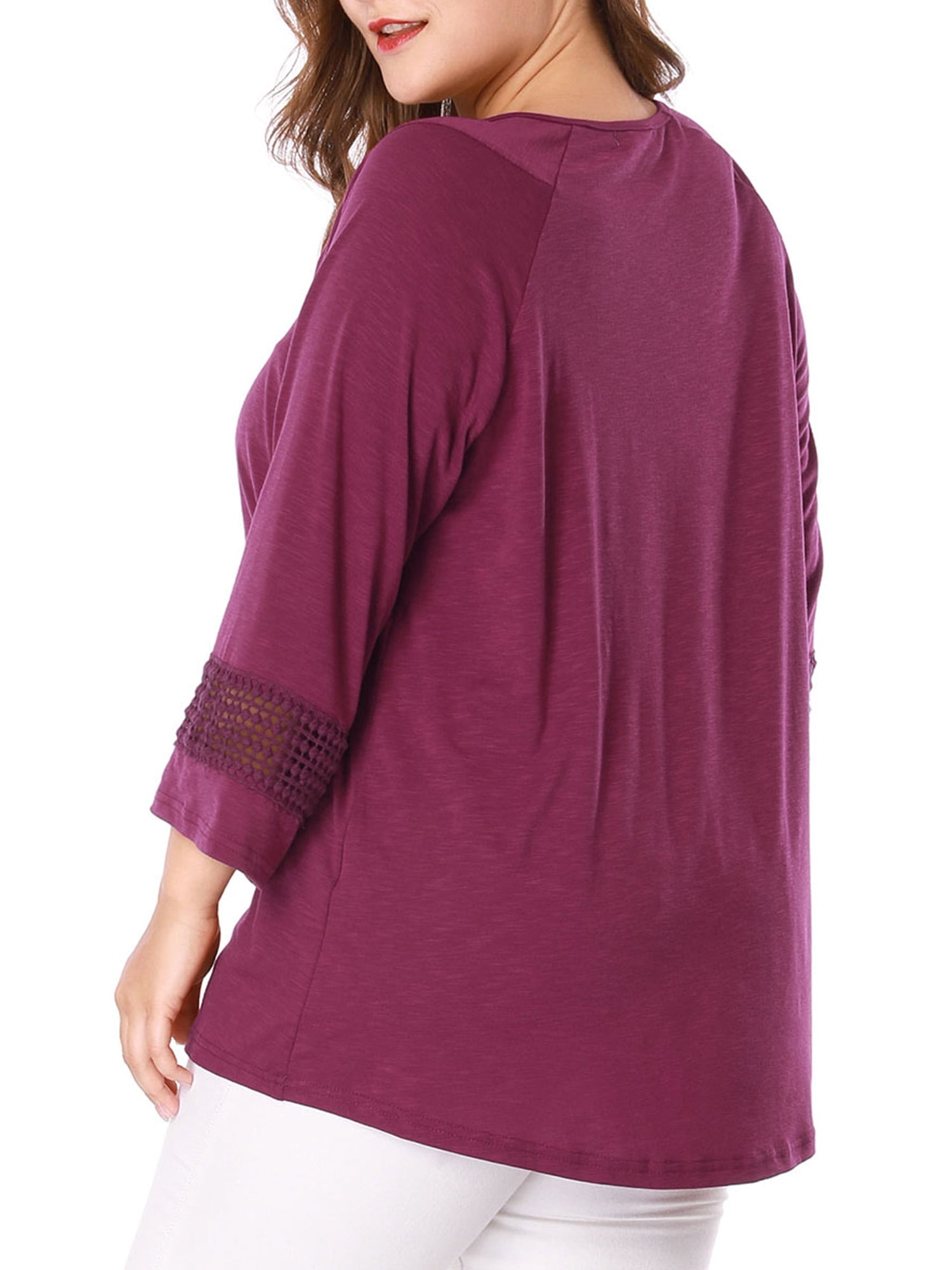 DARING DIVA Women's Plus Size Winter Kimono Long Sleeve Casual Top 3X Purple