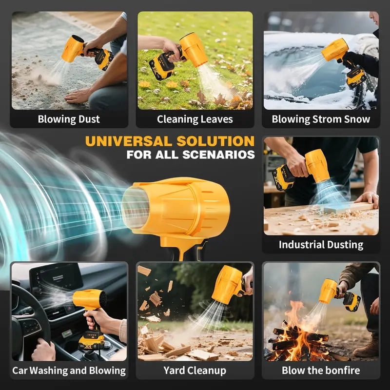 Electric Cordless Leaf Blower with Nozzle Set, 2x Batteries, Charger, 34000RPM Stepless Speed Control, Rechargeable Handheld Portable Jet Air Blower Turbo Fan