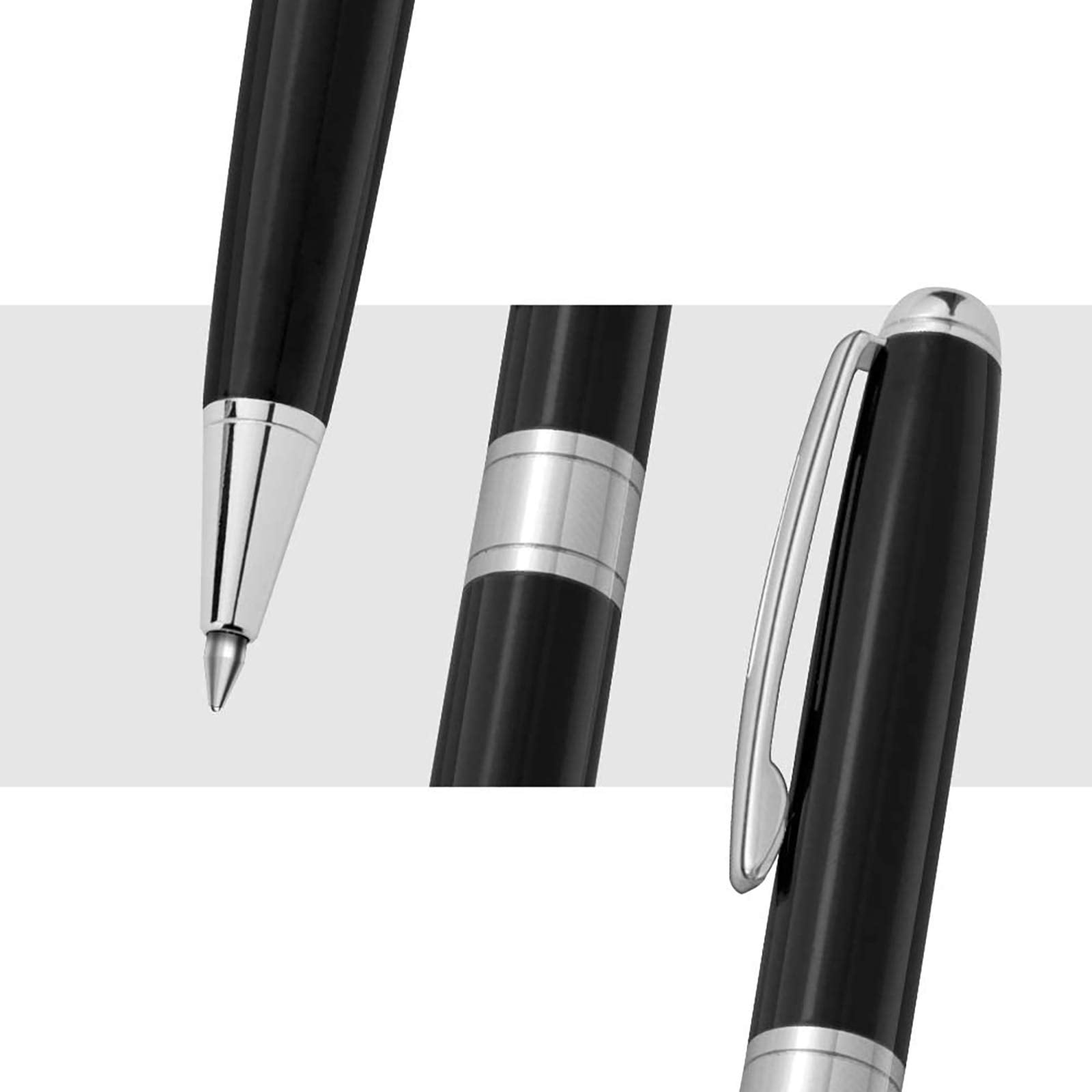 Ballpoint Pens Black Ink - Weighted Metal Twist For Uniform Flight Attendant Business  1.0 Mm Medium Point Smooth Writing 3 With 3 Extra Refills (black)