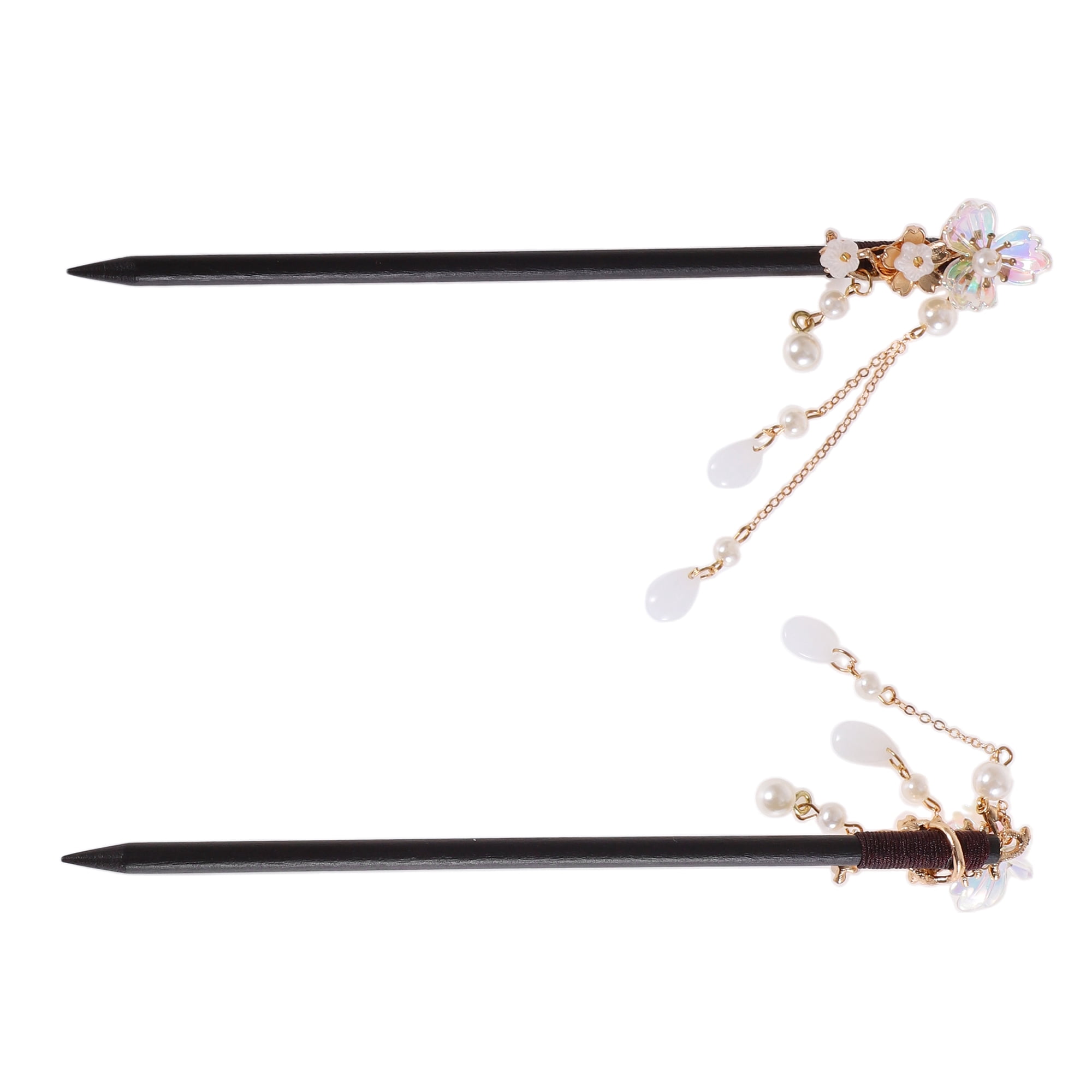Unique Bargains Three-petal Flower Hair Chopstick for Women 1 Pc Black, Light Pink, White
