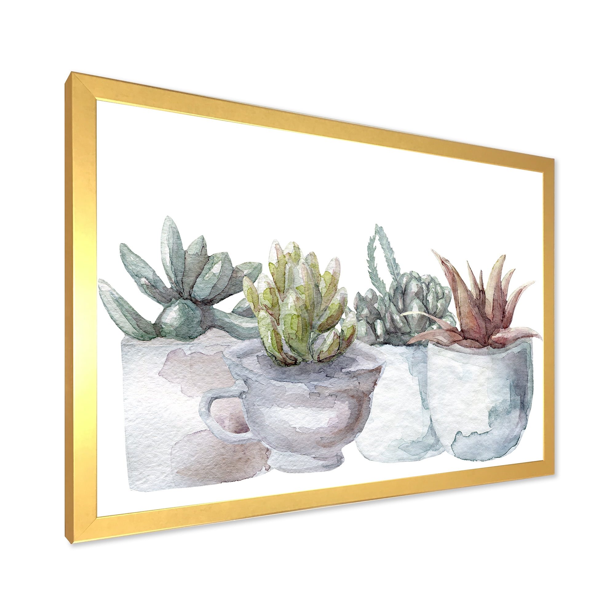 Designart 'Succulent and Cactus House Plants IV' Farmhouse Framed Art Print