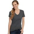 thumbnail image 1 of Hanes Womens Nano-T V-Neck T-Shirt, L, Charcoal Heather, 1 of 4