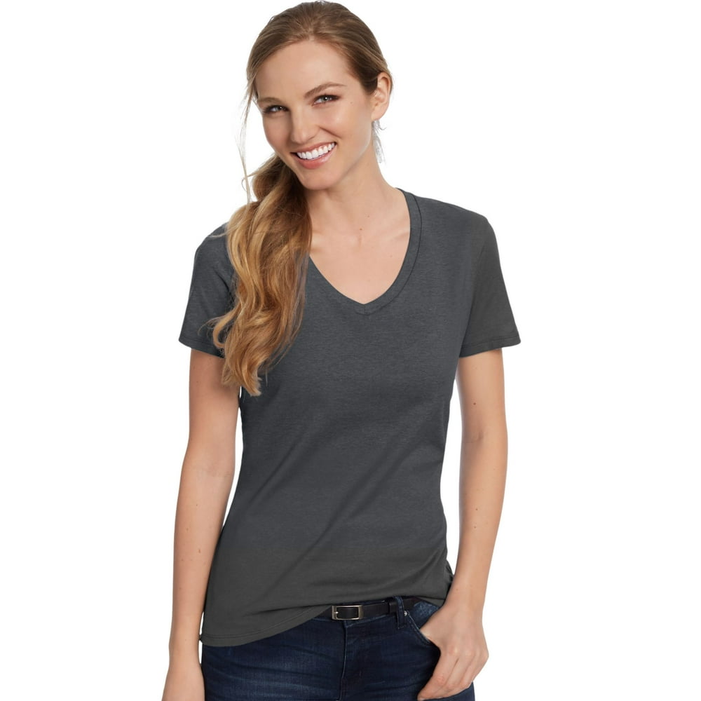 Hanes - Hanes Women's Nano-T V-Neck T-Shirt - Walmart.com - Walmart.com