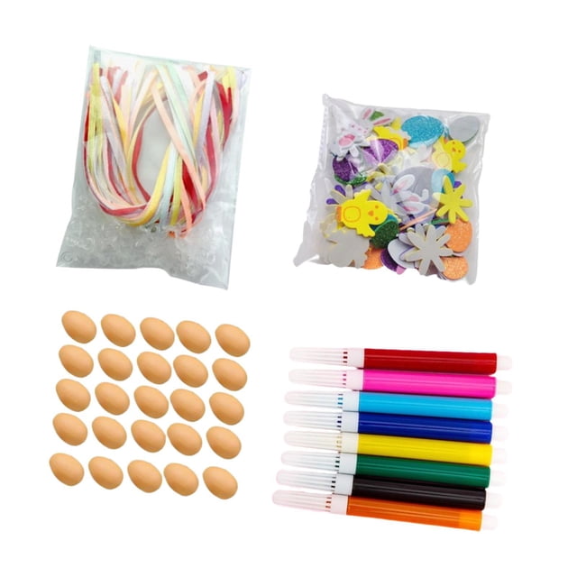 25 huevos de Pascua, adornos para árbol de Pascua, coloridos, multiusos, ligeros. Color natural
