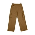 thumbnail image 5 of Cethrio Boys Cargo Pants, Relaxed Fit Elastic Waist Casual Multi-pocket School Pants Brown Size 8, 5 of 5