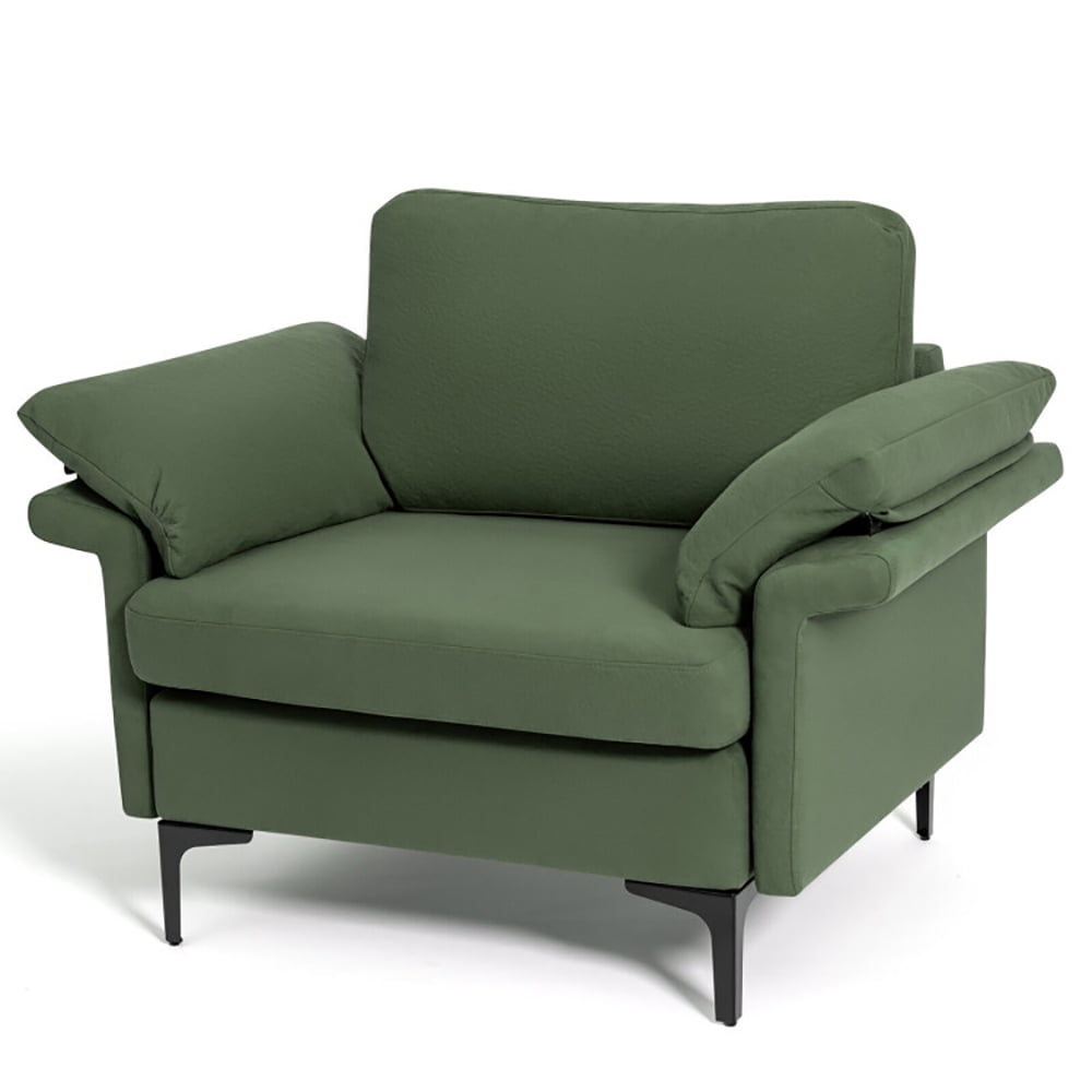 Finihen Upholstered Accent Armchair, Modern Fabric Accent Armchair with Original Distributed Spring and Armrest Cushions, for Living Room, Bedroom, Army Green