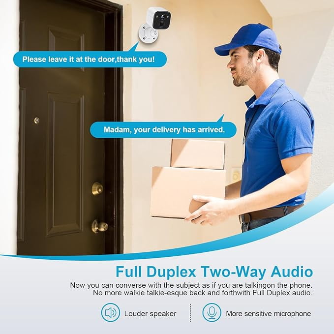 Indoor & outdoor universal security camera, 360° panoramic WiFi home surveillance camera. It supports mobile APP remote control, two-way audio and night vision, ideal for home pet and baby monitoring