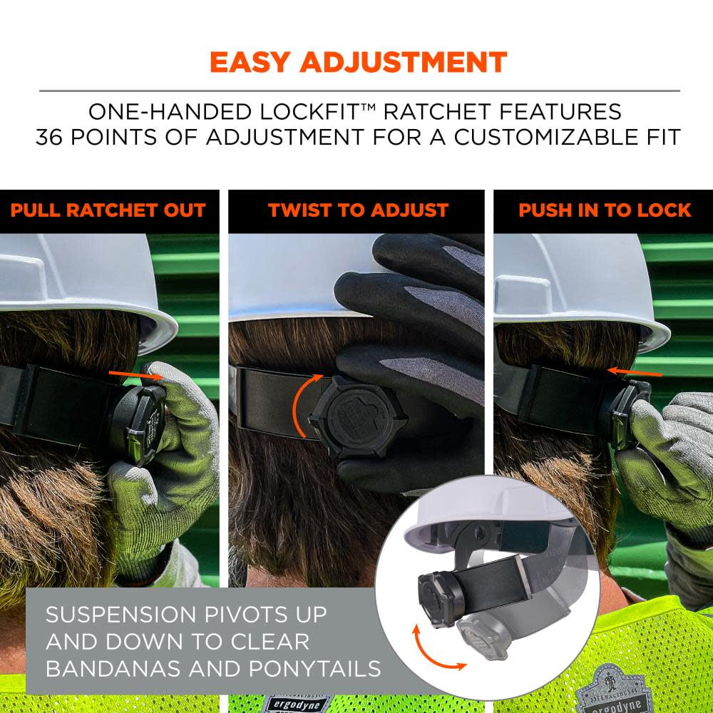 Ergodyne Skullerz 8968 Lime Lightweight Full Brim Hard Hat Vented Class C