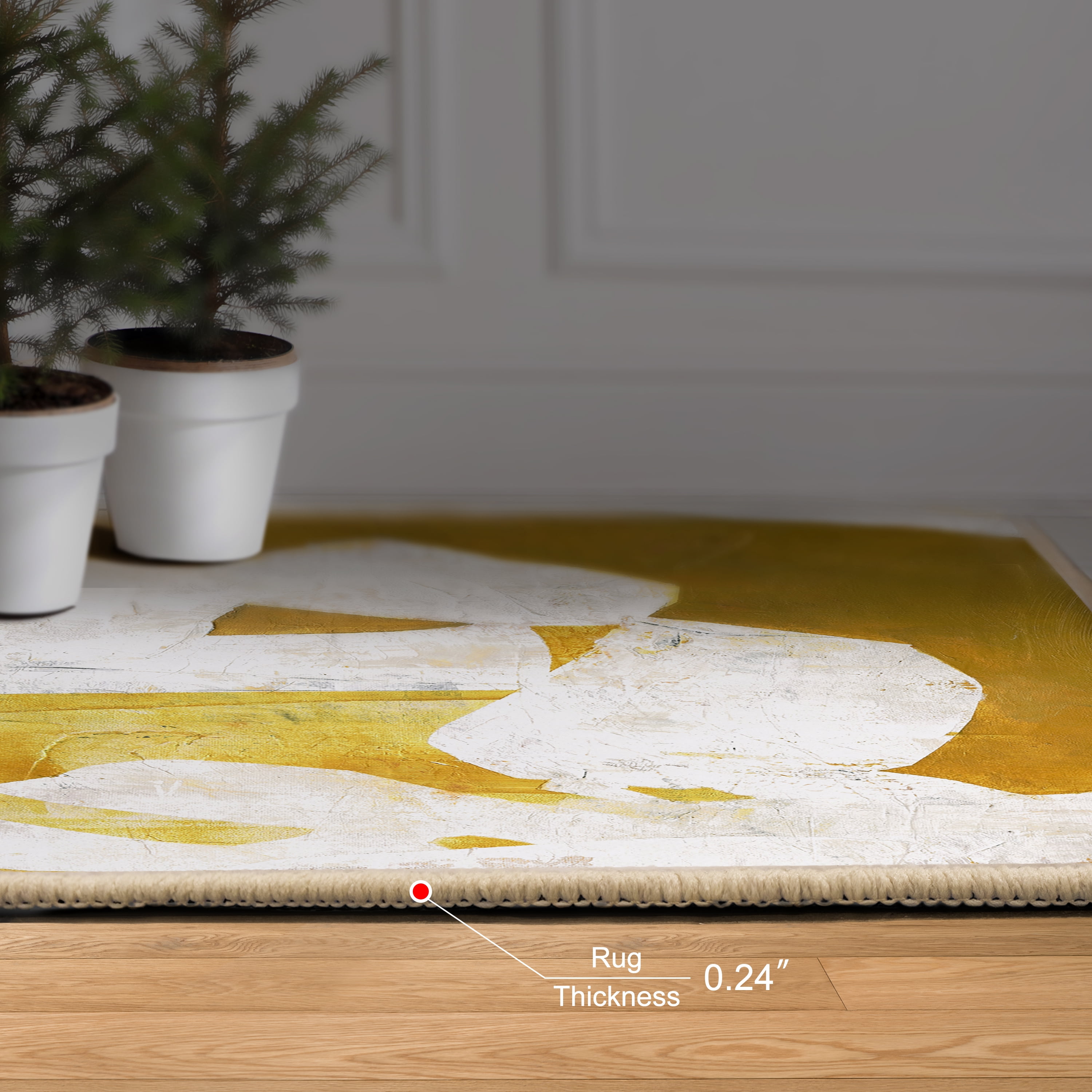 White Items Washable Abstract Art Area Rug size 8'x10', Power-loomed, Heavenly Softness with Non-Slipping Backing