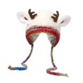 thumbnail image 4 of Sombrero de ciervo navideño 2 en 1 plegable y creativo para adultos y mujeres. Beige, 4 of 9