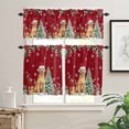 thumbnail image 2 of Christmas Dog Kitchen Curtains and Valances Set, Winter Snowflake Christmas Tree Poinsettia Red Rod Pocket Window Valance Window Curtain Panels for Living Room Bedroom Laundry, 27.5x24in, 3 Pieces, 2 of 7