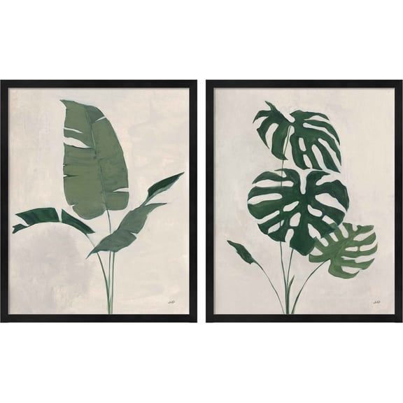 Great Art Now Palm Botanical by Julia Purinton, 2 Piece Framed Art Set Each 17.25"W x 21.25"H
