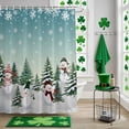 thumbnail image 5 of Teal Snowmen Christmas Shower Curtain Set with Hooks, Xmas Tree Snowflake Waterproof Fabric Bathroom Curtains Decor Home Accessories, Stall Long 54 X 78 Inch, 5 of 9