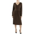 thumbnail image 2 of Kensie Women's Pintuck Long Sleeve Sweater Knit Dress Brown Size Medium, 2 of 3