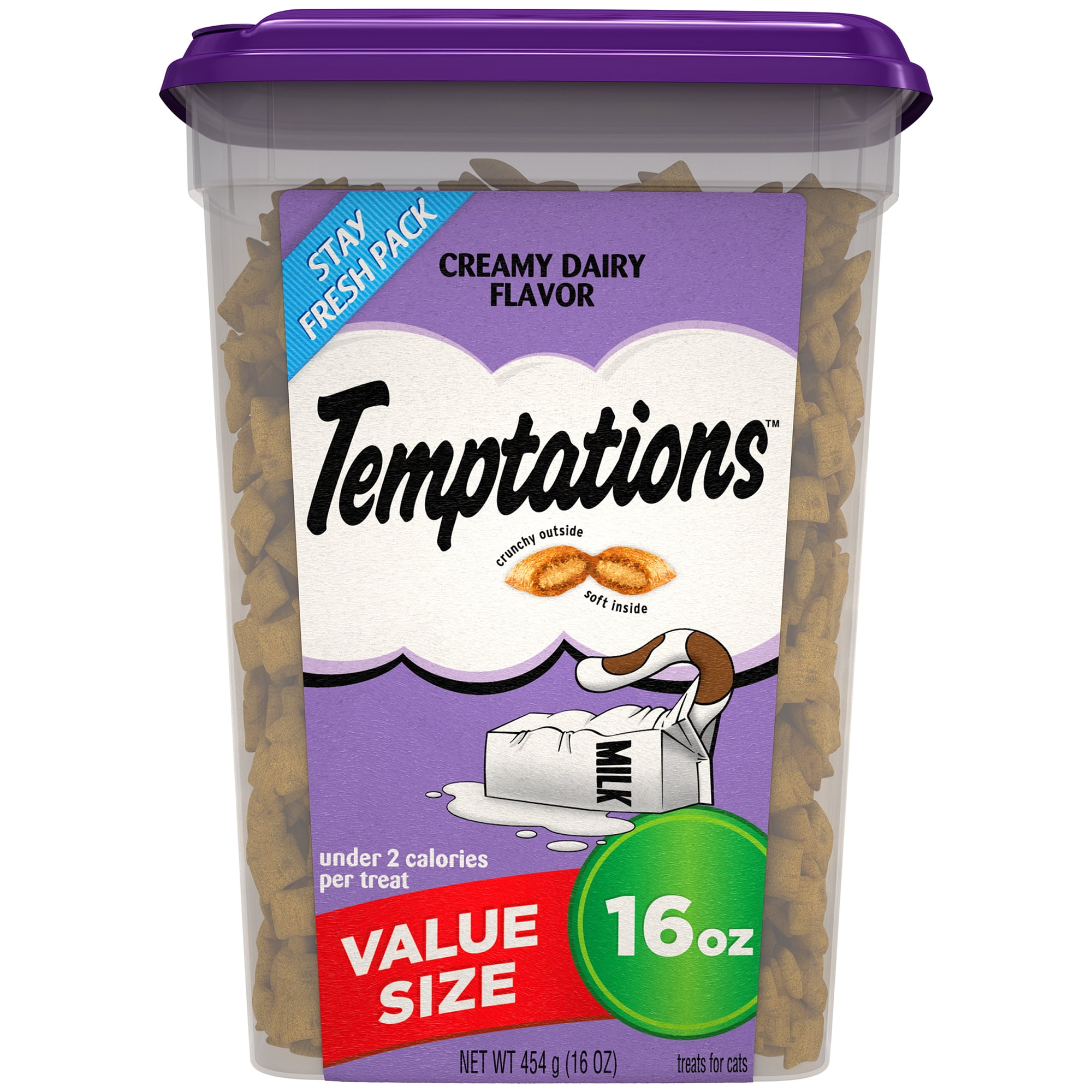 TEMPTATIONS Classic Crunchy and Soft Cat Treats Creamy Dairy Flavor, 16