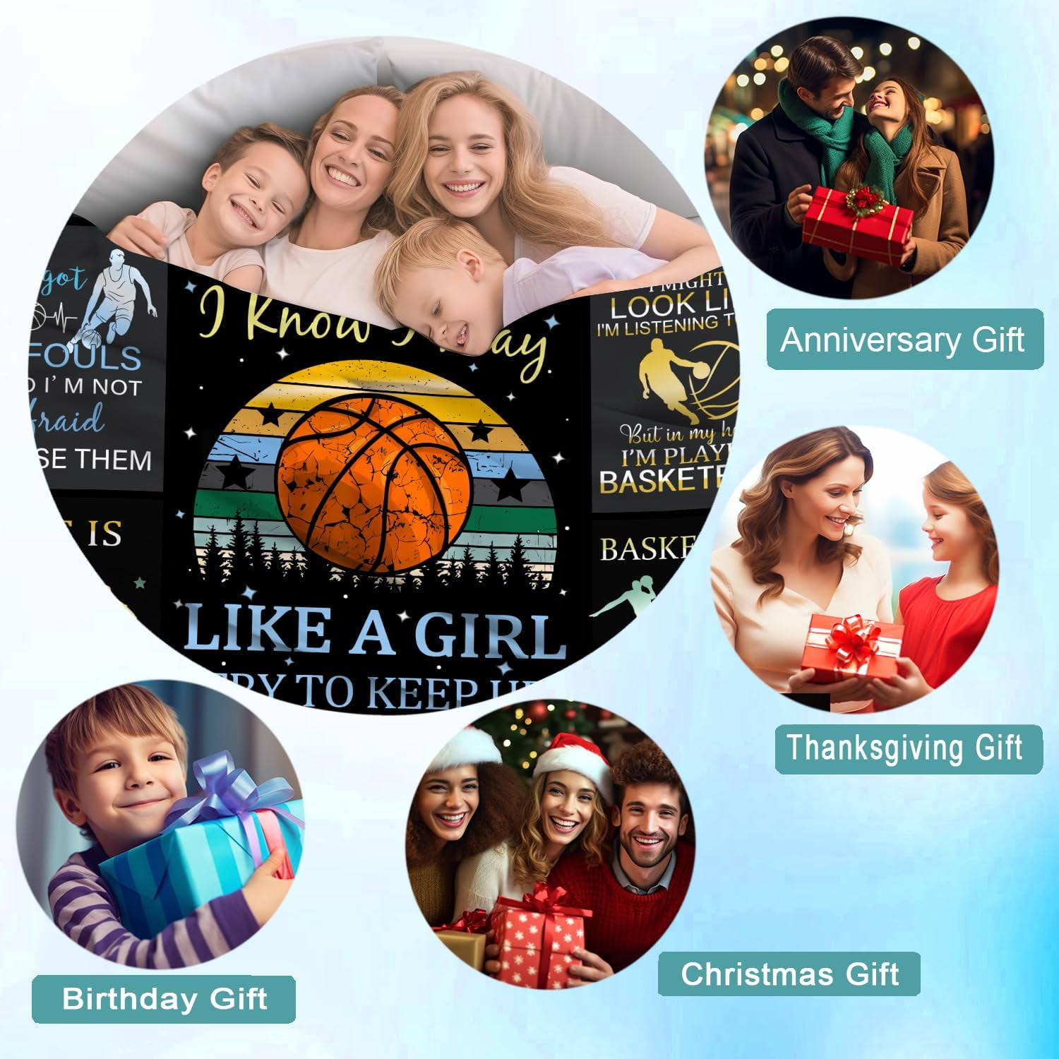 Basketball Blanket Basketball Gifts for Boys Girls Teens,Cool Basketball Stuff Accessories,Best Basketball Coach Team Gifts for Basketball Lover Basketball Players 50"X40"
