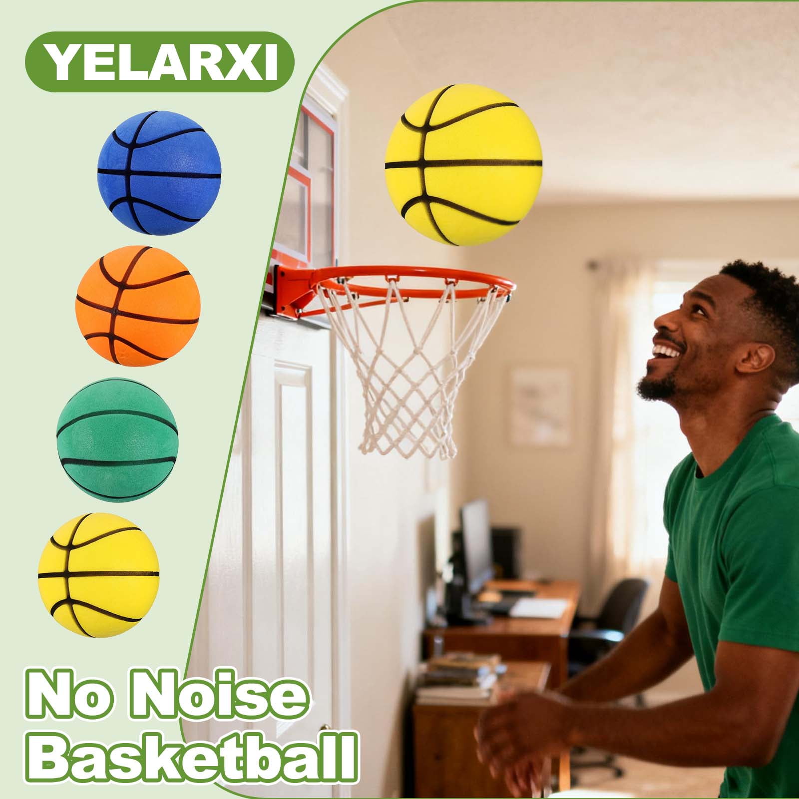 Uxcell Silent Basketball, Size 7 (9.4") Quiet Basketball High Density Foam No Noise 3D Sculpted Groove Bouncing Ball with Net Bag & Orange - Fit for (Indoor Training/Dribbling Practice)