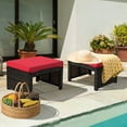 thumbnail image 3 of Gymax Set of 2 Rattan Ottoman Footrest Footstool Patio Furniture w/ Red Cushion, 3 of 10