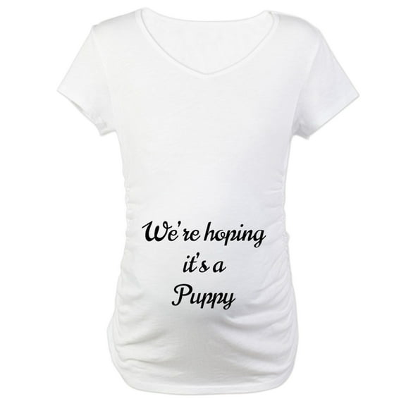 CafePress - We’Re Hoping It’S A Puppy Maternity T Shirt - Cotton Maternity T-shirt, Cute & Funny Pregnancy Tee
