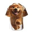 thumbnail image 6 of Lsque Happy Fluffy Running Dog print Men's Cuban Collar Short Sleeve Shirt Summer Beachwear Casual Button Down Fashionable Vacation Leisure Shirt-XX-Large, 6 of 7