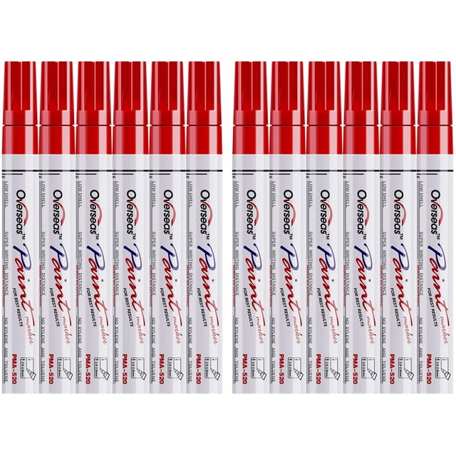 Marcadores de pintura Lesun rojos, paquete de 12, impermeables, a base de aceite