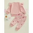 thumbnail image 4 of Valentines Day Baby Girl Outfit 6M 12M 18M 2T 3T Dada's Little Valentine Print Crewneck Sweatshirt Top and Heart Pants Clothes Set, 4 of 8