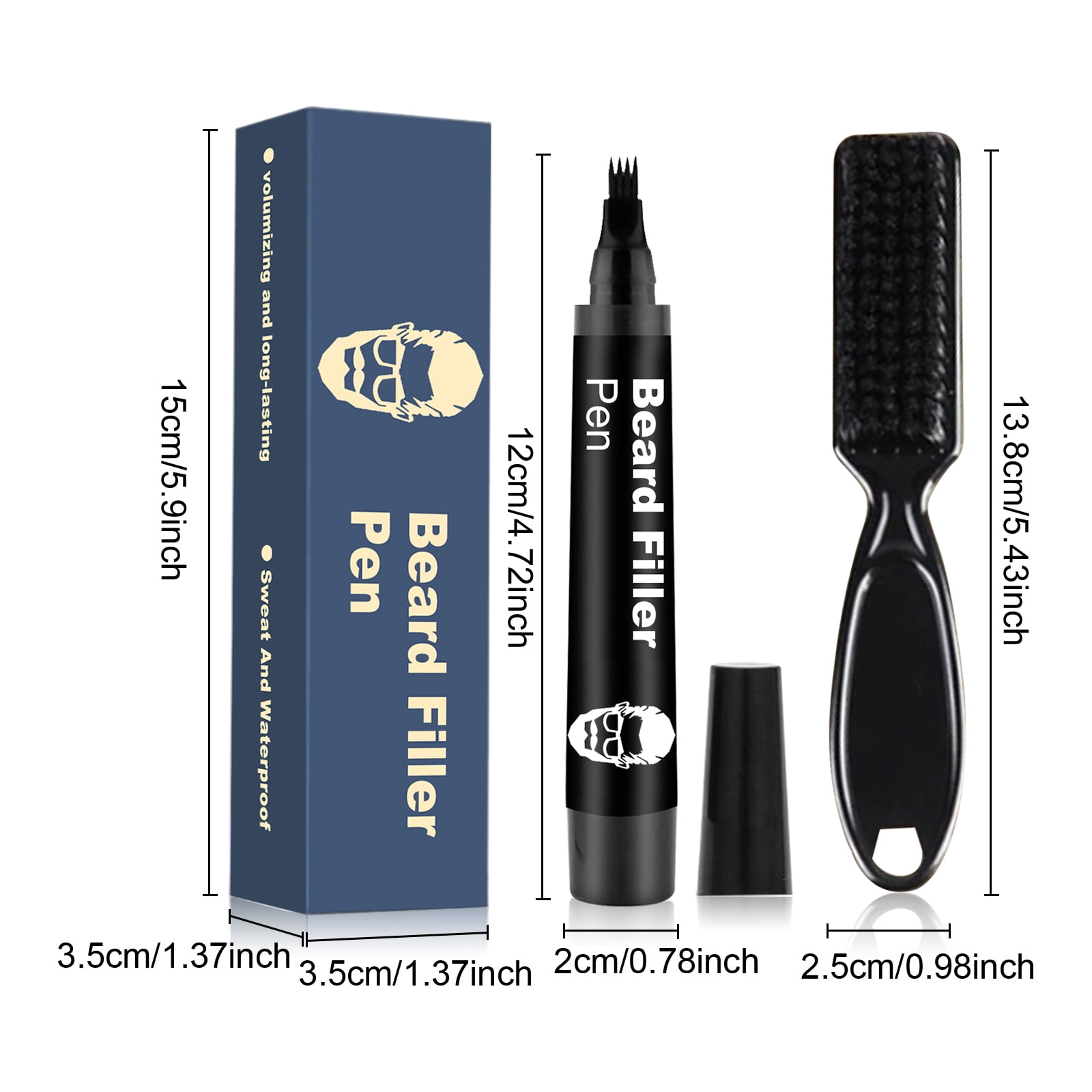 Alvantor Beard Pen Filler for Men, Waterproof & Sweat Proof, Long Lasting, Dark Brown