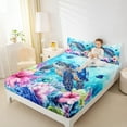 thumbnail image 4 of jejeloiu Funny Turtle Bed Sheets,Watercolor Flower Floral King Sheets,Ocean Coral Sheet Set,Microfiber Room Decor,4pcs, 4 of 7