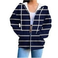thumbnail image 3 of QATAINLAV Womens Zip Up Jacket Fashion Stripe Printed Cute Hoodies Casual Long Sleeve Hooded Sweatshirt Coats with Pocket, Navy, M, 3 of 6