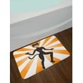 thumbnail image 2 of Retro Bath Mat, Cat Woman Halloween Costume on Starburst Background, Plush Bathroom Decor Mat with Non Slip Backing, 29.5" X 17.5", Orange Grey, by Ambesonne, 2 of 2