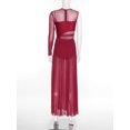 thumbnail image 4 of inlzdz Women's Color Block Lyrical Dance Dress Mesh Maxi Dresses Modern Contemporary Dancewear Burgundy&Black XL, 4 of 7