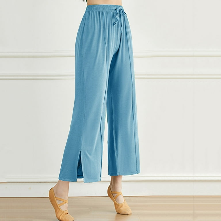 Mrat Womens Pants Color Casual Large Wide Leg Cropped Pants for Women Gaucho Pants Jogger Scrub Pants for Femal Straight Leg Pants Workout Out Modert