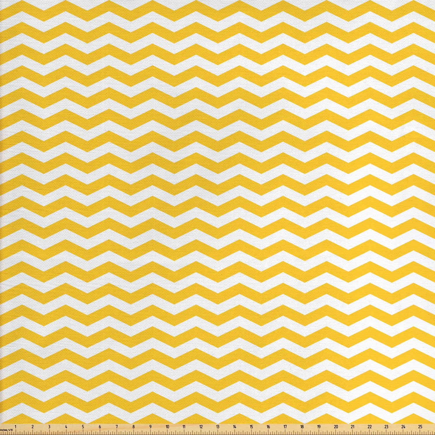 Yellow Chevron Fabric by The Yard, Modern Summer Season Pattern Zigzag