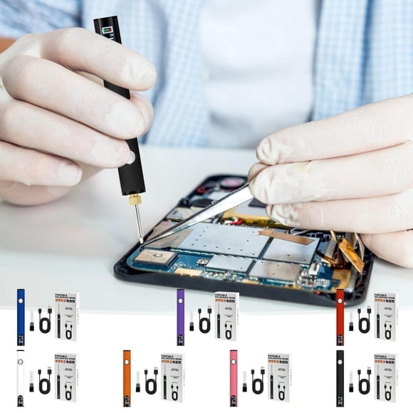 USB Soldering Iron Pen LED Display & Intelligent Temperature Control 3-Stage Adjustable Voltage Portable Rechargeable 650mAh 1.16oz DIY Electronic Repair Tool 510 Thread Connector