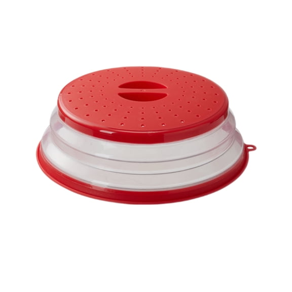Red Silicone Splatter Cover Hangable Collapsible Microwave Lid Oil Proof and Heat Resistant Reusable Food Cover for Bowls Dishes and Pots