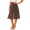 thumbnail image 5 of Allegra K Women's Peasant Elastic Waist A-Line Printed Midi Skirt, 5 of 6
