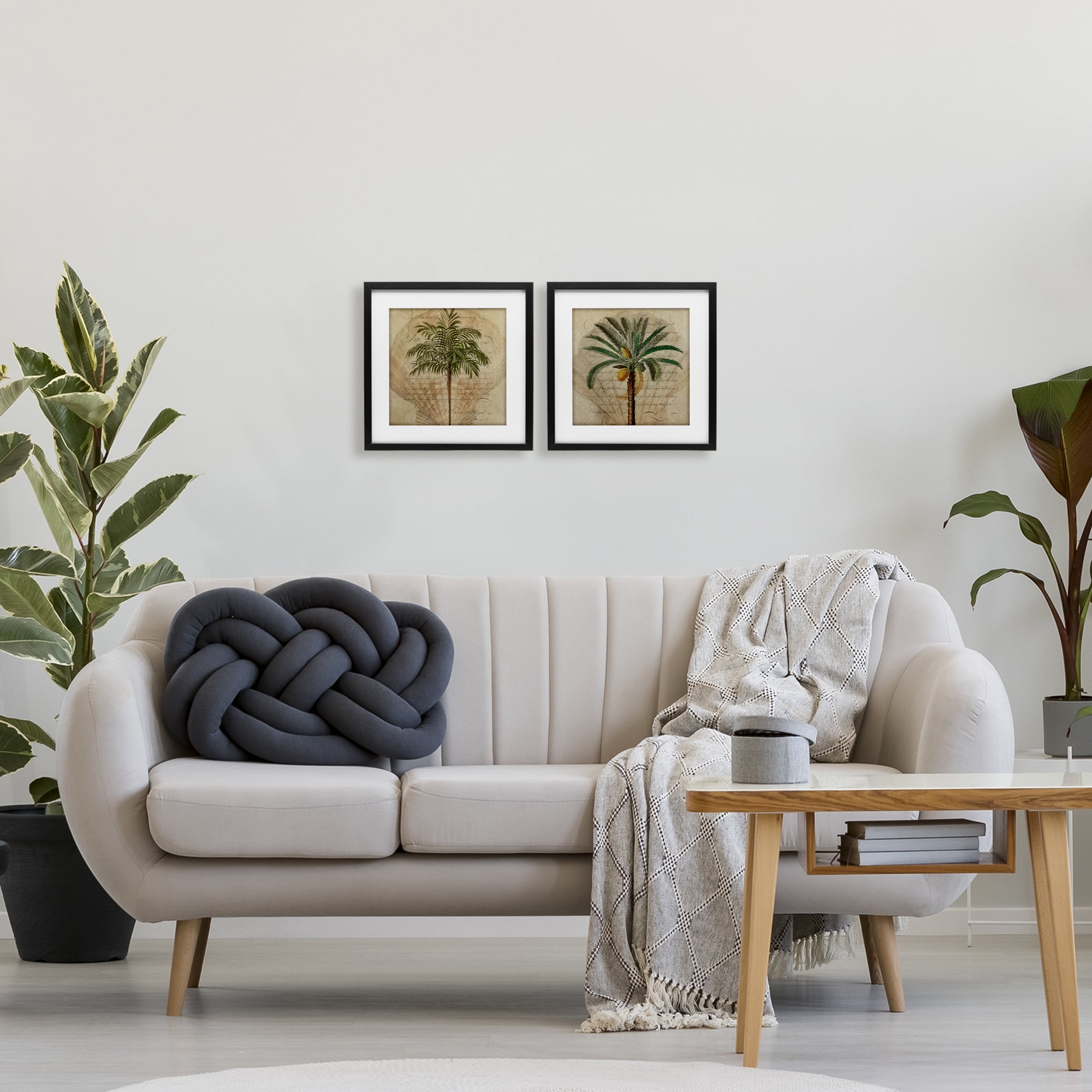 Stupell Industries Subdued Tropical Palms 2 Piece Black Framed Print Under Glass Set, design by Steve Hunziker