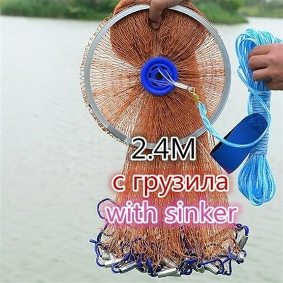 Cast Net 2.4--4.8M Outdoor Water Sports Hand Throw Network Small Mesh Fishing Net