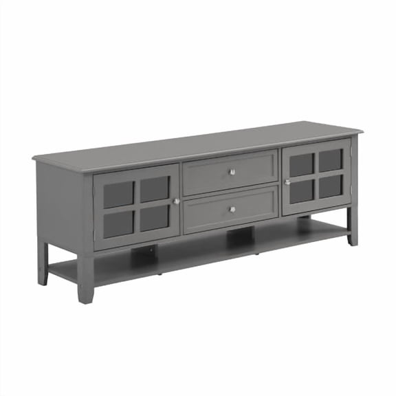 Knubmt Entertainment Center for TVs up to 60", Wood TV Cabinet with Open Shelf, TV Stand for Living Room, Bedroom, Gray